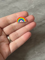 Colorful Heart Print Rainbow Acrylic Blanks Cutout, earring jewelry making, stud pride earring blanks, white print U shape half moon