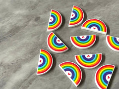 Colorful Heart Print Rainbow Acrylic Blanks Cutout, earring jewelry making, stud pride earring blanks, white print U shape half moon