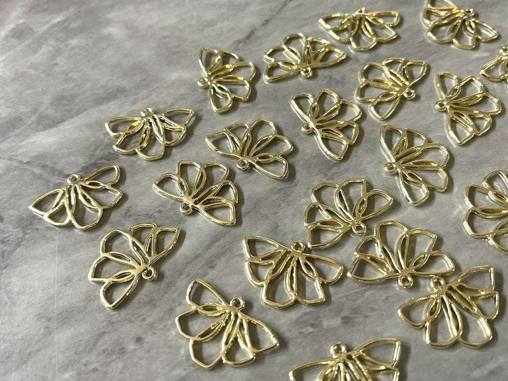 Gold 1 hole connector bead, Necklaces Earrings focal point, gold butterfly diy earring wires gold statement boho geometric jewelry
