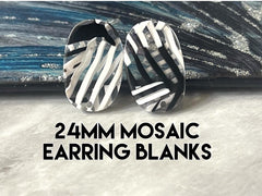 Black & White Tortoise Shell Acrylic Blanks Cutout, oval blanks, earring bead jewelry making, 24mm pierced earring 1 hole earring blanks