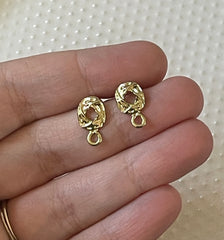 14mm Gold post earring blanks drop earring, stud earring jewelry dangle DIY earring making circle fancy drop evening earrings