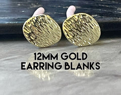 12mm Gold post earring blanks drop earring, stud earring jewelry dangle DIY earring making oval fancy drop evening earrings