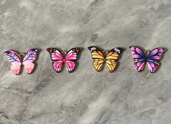 Butterfly Colorful 23mm pendant with 1 hole, monarch yellow pink green purple brass rainbow necklace or earrings, drop simple earrings