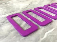 Laser Cut XL Purple rectangle Cutout, Mod wood Beads, Wood earrings, Tassel Necklace Charm Jewelry focal point, 1 Hole blanks