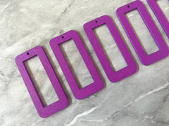 Laser Cut XL Purple rectangle Cutout, Mod wood Beads, Wood earrings, Tassel Necklace Charm Jewelry focal point, 1 Hole blanks