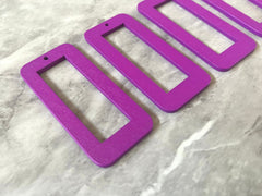 Laser Cut XL Purple rectangle Cutout, Mod wood Beads, Wood earrings, Tassel Necklace Charm Jewelry focal point, 1 Hole blanks