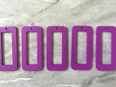 Laser Cut XL Purple rectangle Cutout, Mod wood Beads, Wood earrings, Tassel Necklace Charm Jewelry focal point, 1 Hole blanks