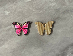 Butterfly Garden Party Colorful 23mm pendant with 1 hole, pink green purple brass rainbow necklace or earrings, drop simple earrings