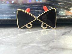 Black Resin 15mm post earring blanks drop earring, stud earring jewelry dangle DIY earring making triangle fancy drop evening gold