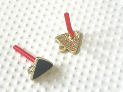 Black Resin 15mm post earring blanks drop earring, stud earring jewelry dangle DIY earring making triangle fancy drop evening gold
