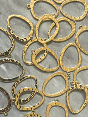 Gold Shiny 28mm Hammered Earring Blanks, Necklaces Earrings focal point hardware, gold diy earring wires statement boho geometric jewelry