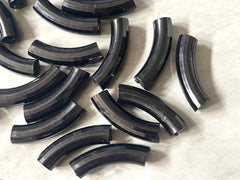 Acrylic curved tube beads, BLACK tube bracelet beads, resin tube beads accent statement bracelet, stretch bracelet beads
