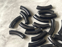 Acrylic curved tube beads, BLACK tube bracelet beads, resin tube beads accent statement bracelet, stretch bracelet beads