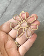 XL Silver Mirror Flower Cutout, earring bead jewelry making, 56mm jewelry, silver pendant floral 1 Hole Earring blanks silver metallic