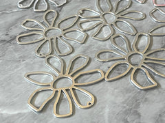 XL Silver Mirror Flower Cutout, earring bead jewelry making, 56mm jewelry, silver pendant floral 1 Hole Earring blanks silver metallic