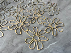 XL Silver Mirror Flower Cutout, earring bead jewelry making, 56mm jewelry, silver pendant floral 1 Hole Earring blanks silver metallic