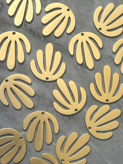 Matte metal Gold Flower Cutout, earring bead jewelry making, 28mm jewelry, gold pendant floral 1 Hole Earring blanks golden metallic