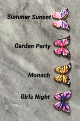 Butterfly Colorful 23mm pendant with 1 hole, monarch yellow pink green purple brass rainbow necklace or earrings, drop simple earrings