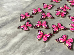 Butterfly Garden Party Colorful 23mm pendant with 1 hole, pink green purple brass rainbow necklace or earrings, drop simple earrings