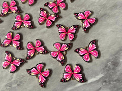 Butterfly Garden Party Colorful 23mm pendant with 1 hole, pink green purple brass rainbow necklace or earrings, drop simple earrings