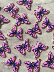 Butterfly Girls Night Colorful 23mm pendant with 1 hole, pink green purple brass rainbow necklace or earrings, drop simple earrings