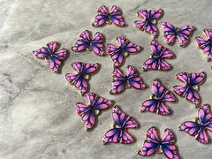 Butterfly Girls Night Colorful 23mm pendant with 1 hole, pink green purple brass rainbow necklace or earrings, drop simple earrings