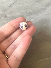Ginger Jar Handmade Purple and White Porcelain 12mm Beads, circular beads, round beads jewelry statement chunky, glass beads flower beads