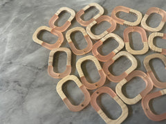 Brown wood & Blush coral Resin Beads, oval cutout acrylic 28mm Earring Necklace pendant bead, one hole blue DIY blanks wood grain jewelry