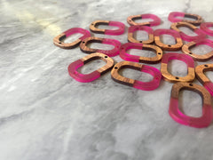 Brown wood & raspberry Resin Beads, oval cutout acrylic 28mm Earring Necklace pendant bead, 2 hole blue DIY blanks grain jewelry connector