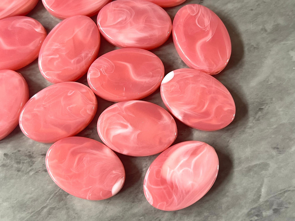 Watermelon Pink & White Beads, The Ezra Collection, 34mm Oval Beads, Big Acrylic beads, Big Beads, Bangle Wire Bangle, Beaded Jewelry