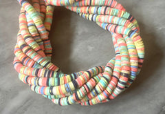 Coral Reef GLITTER 6mm WHOLESALE rubber disc beads, 16” strand heishi colorful round polymer, colorful pride clearance beads donut tie die