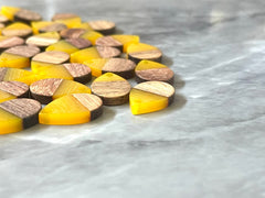 WHOLESALE Brown wood grain & Yellow Resin Beads, raindrop cutout acrylic 17mm Earring Necklace pendant bead, one hole top DIY blanks jewelry