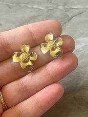 20mm gold flower post earring circle blanks, gold drop earring, gold stud earring, gold jewelry, gold dangle DIY earring making oval