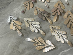 Silver Plated Large flower pendants, brass leaves flutter, Statement earring bottom jewelry long necklace bead floral 62mm