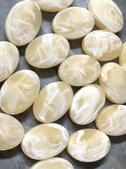 Honey Butter & White Beads, The Ezra Collection, 34mm Oval Beads, Big Acrylic beads, Big Beads, Bangle Yellow wire, Beaded Jewelry