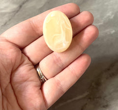 Honey Butter & White Beads, The Ezra Collection, 34mm Oval Beads, Big Acrylic beads, Big Beads, Bangle Yellow wire, Beaded Jewelry