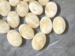 Honey Butter & White Beads, The Ezra Collection, 34mm Oval Beads, Big Acrylic beads, Big Beads, Bangle Yellow wire, Beaded Jewelry