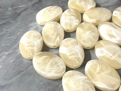 Honey Butter & White Beads, The Ezra Collection, 34mm Oval Beads, Big Acrylic beads, Big Beads, Bangle Yellow wire, Beaded Jewelry