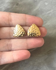 17mm gold triangle post earring blanks, gold drop earring, gold stud earring, gold jewelry, gold dangle DIY earring making round