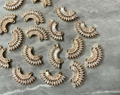 Gold Fan 28mm Rhinestone encrusted, earring jewelry making, 2 Hole dangle earring blanks stud earrings, gold jewelry blank