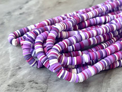 Grape Daze Brown 6mm WHOLESALE rubber disc beads, 16” strand heishi colorful round polymer, colorful pride clearance beads donut tie die
