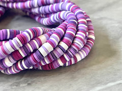 Grape Daze Brown 6mm WHOLESALE rubber disc beads, 16” strand heishi colorful round polymer, colorful pride clearance beads donut tie die