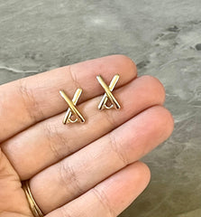 Gold Crossed X post earring blanks drop earring, stud earring jewelry dangle DIY earring making fancy drop evening round geometric