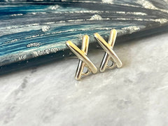 Gold Crossed X post earring blanks drop earring, stud earring jewelry dangle DIY earring making fancy drop evening round geometric