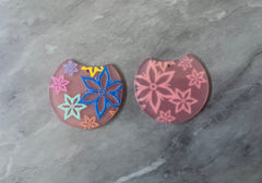 Colorful floral Resin Blanks, circle cutout acrylic 36mm Earring Necklace pendant bead, one hole, rainbow flower drop jewelry acrylic DIY