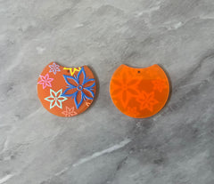 Colorful floral Resin Blanks, circle cutout acrylic 36mm Earring Necklace pendant bead, one hole, rainbow flower drop jewelry acrylic DIY