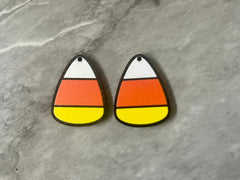 XL Candy Corn Halloween Earring Acrylic Blanks Cutout, earring jewelry making, drop blanks, 30mm triangle 1 hole black glitter orange white