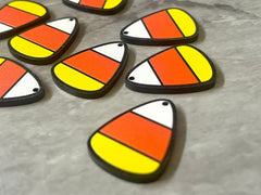 XL Candy Corn Halloween Earring Acrylic Blanks Cutout, earring jewelry making, drop blanks, 30mm triangle 1 hole black glitter orange white