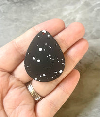 Black White Spray paint teardrop pendant earrings rubber clay teardrop blanks earrings, painted earrings, boho jewelry paint splatter art