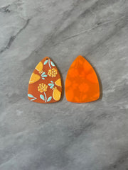 Colorful floral Resin Blanks, teardrop cutout acrylic 41mm Earring Necklace pendant bead, one hole, rainbow flower drop jewelry acrylic DIY
